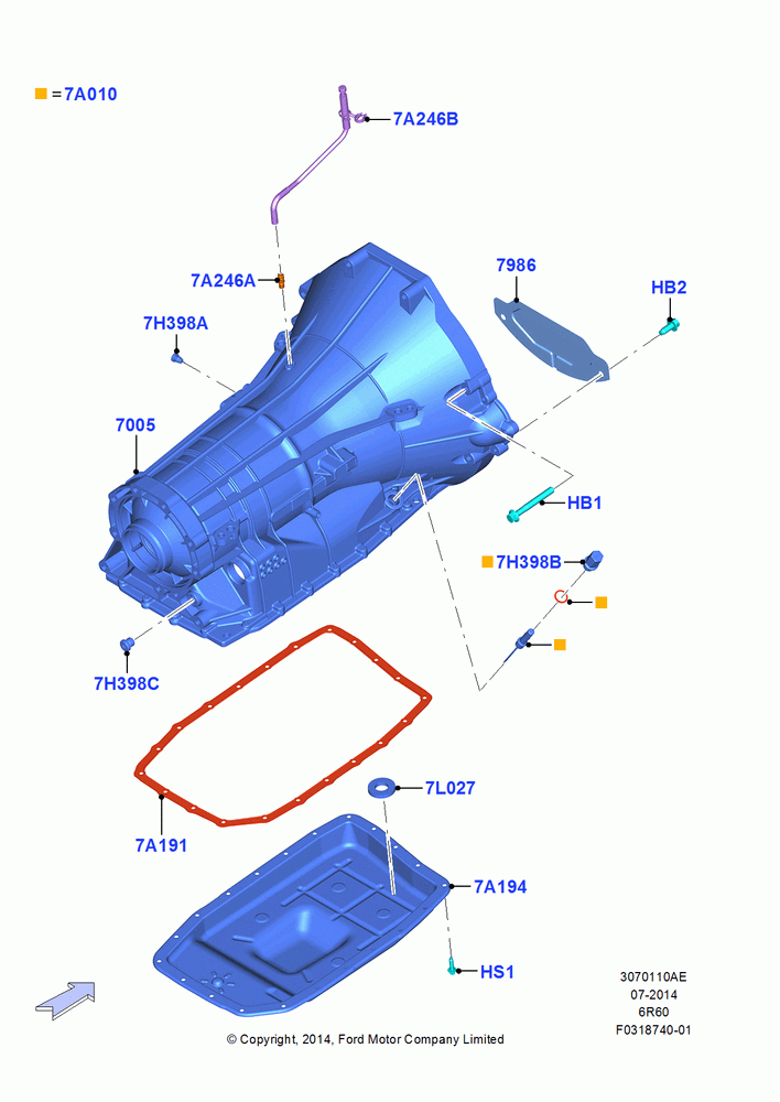 10AE - Transmission External Components, 6 Speed Automatic Trans (6R80), LHD 4WD (Part Time Drive), MOD 5.0L-4V DOHC SEFI NA, Water Wading Equipment-Std; 20/OCT/2014
