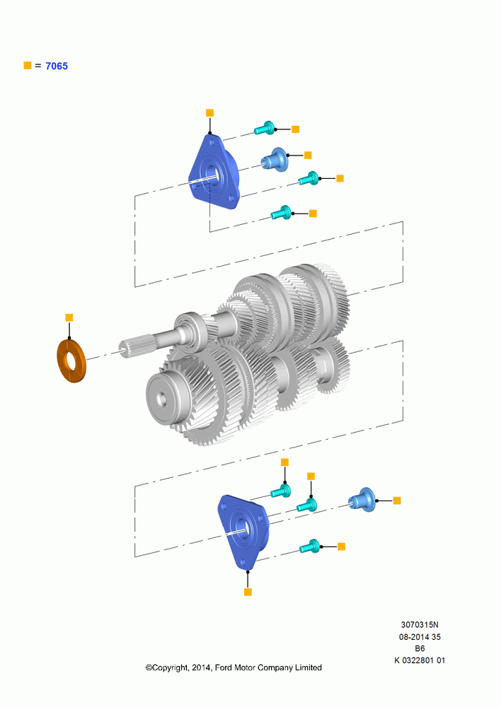 Output Shaft, Gear Sets & Bearings, 6 Speed Manual Trans - B6, Service Kit