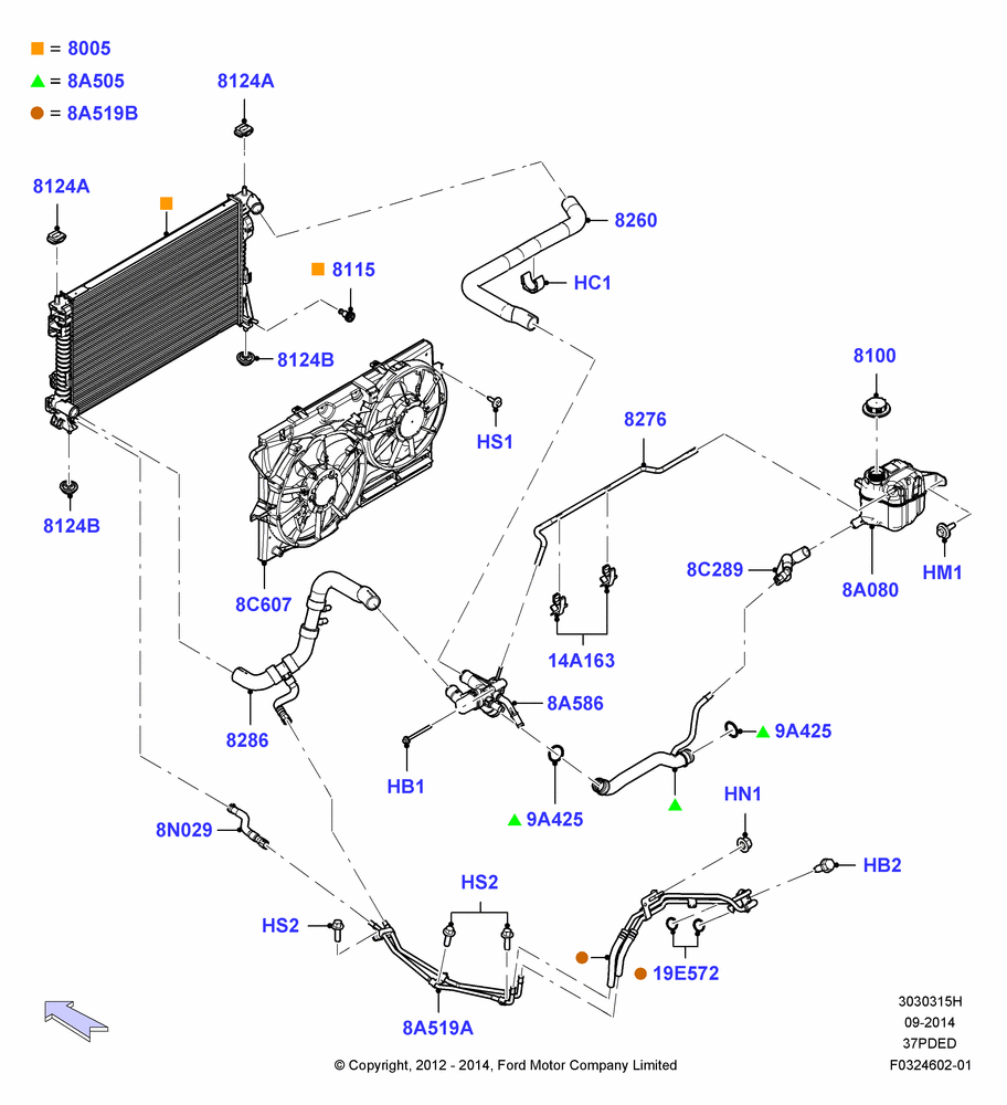15H - Radiator/Coolant Overflow Container, 3.7L DOHC V6 Gas., Police Version; 01/OCT/2012-01/MAR/2019