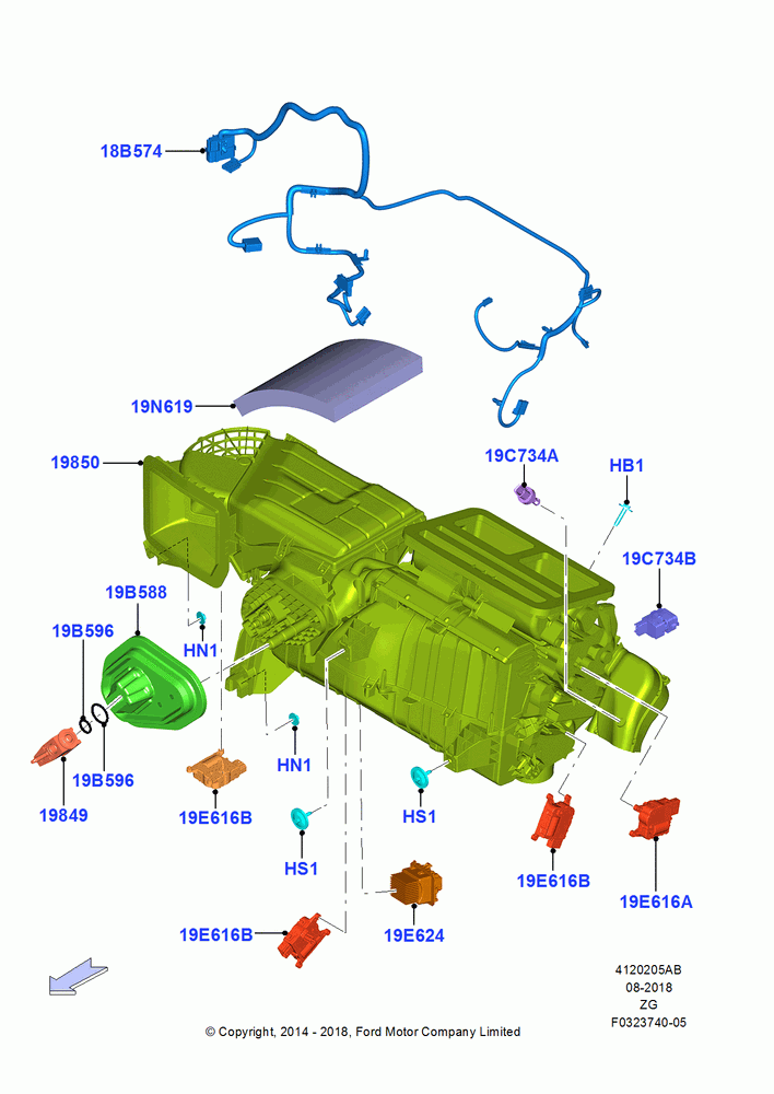 05AB - Heater/Air Cond.External Components, Dual Zone Auto Temp Control A/C, North American Markets; 18/AUG/2014