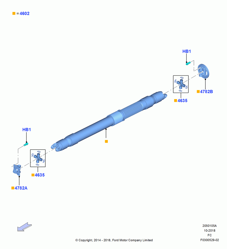05A - Drive Shaft - Rear Axle Drive, LHD RWD, 122.44/3110MM Wheelbase; 20/OCT/2014