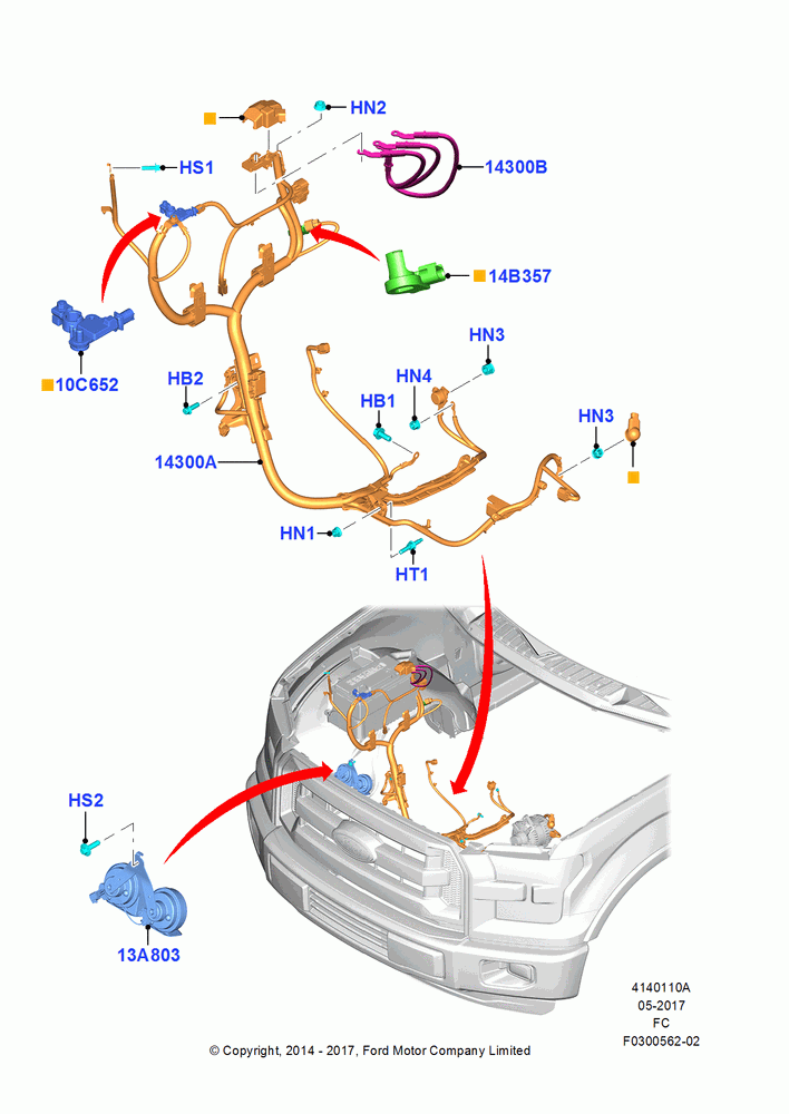 10A - Battery Cables and Horn, 2.7L DOHC 4V DI GT V6 GAS/FFV, 3.3L Duratec, 3.0L 4V DOHC V6 TC DSL-LION B; 20/OCT/2014
