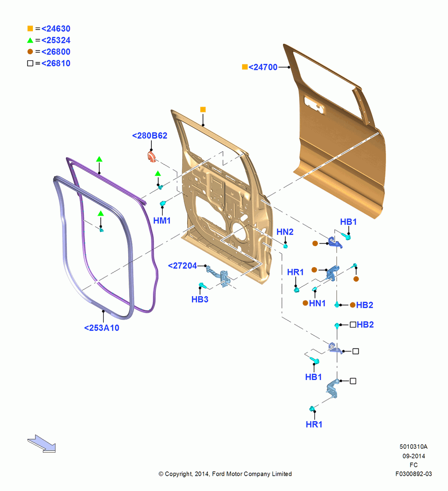 10A - Rear Doors, Hinges & Weatherstrips, Crew Cab; 20/OCT/2014