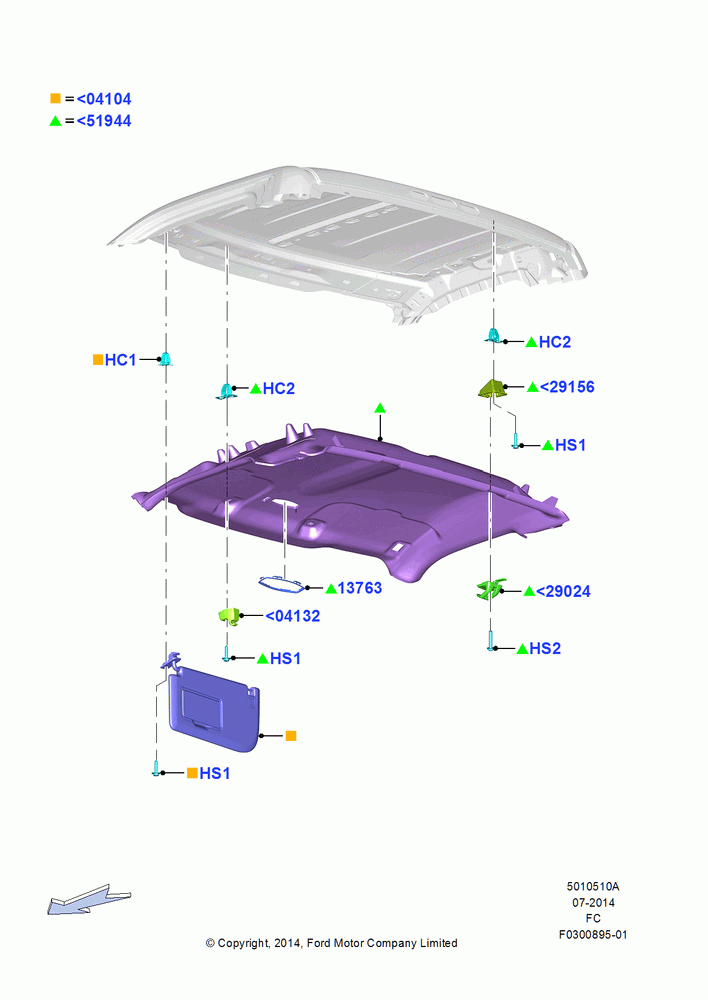 10A - Headlining and Sun Visors, Regular Cab; 20/OCT/2014-17/JUL/2017
