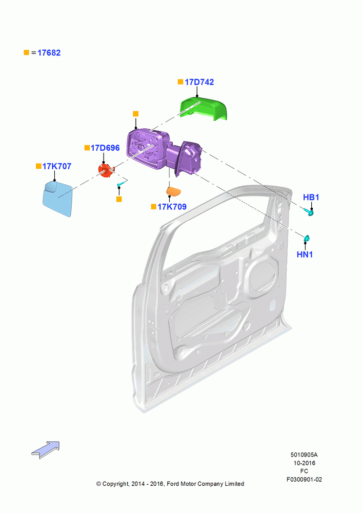 05A - Exterior Rear View Mirror, Dual Power Mirrors-Manual Fold Back; 20/OCT/2014