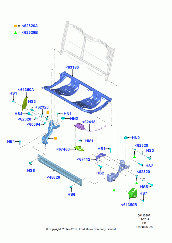 30A - Rear Seat Base, Super Cab, 60% Seat, LH; 20/OCT/2014-22/OCT/2018