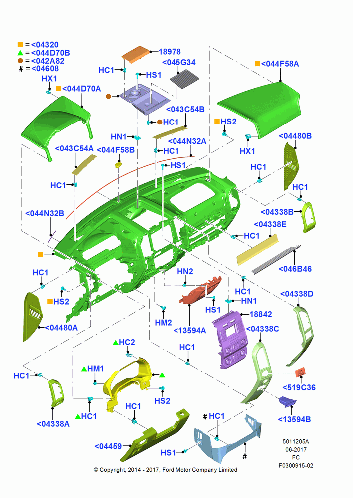 05A - Instrument Panel, Lariat, Less Floor Mounted Console, Premium Version, King Ranch Version; 20/OCT/2014
