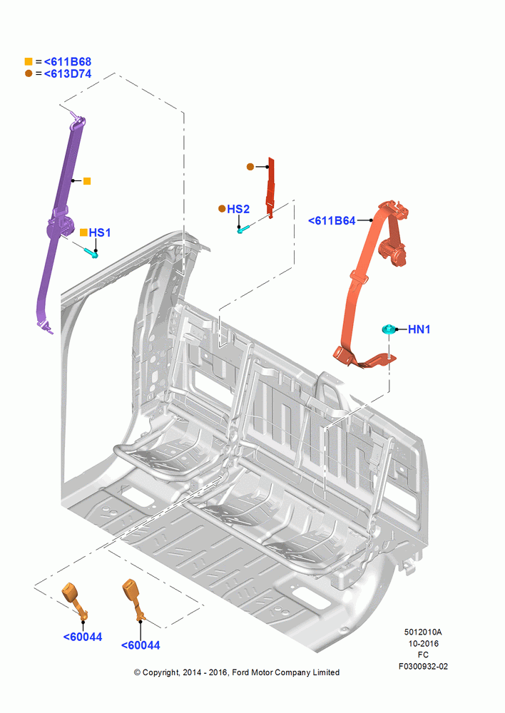 10A - Rear Seat Belts, Super Cab; 20/OCT/2014-17/JUL/2017