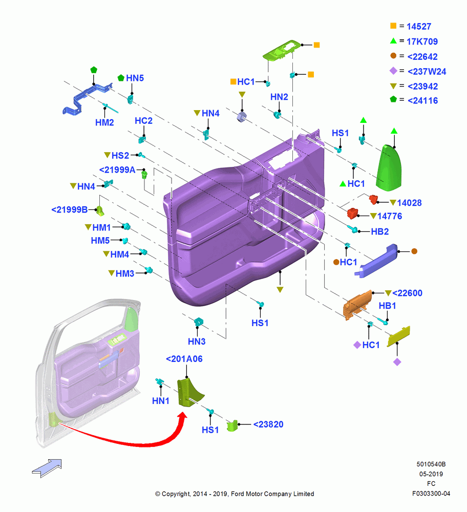 40B - Front Door Trim Panels, With Power Front Windows; 20/OCT/2014