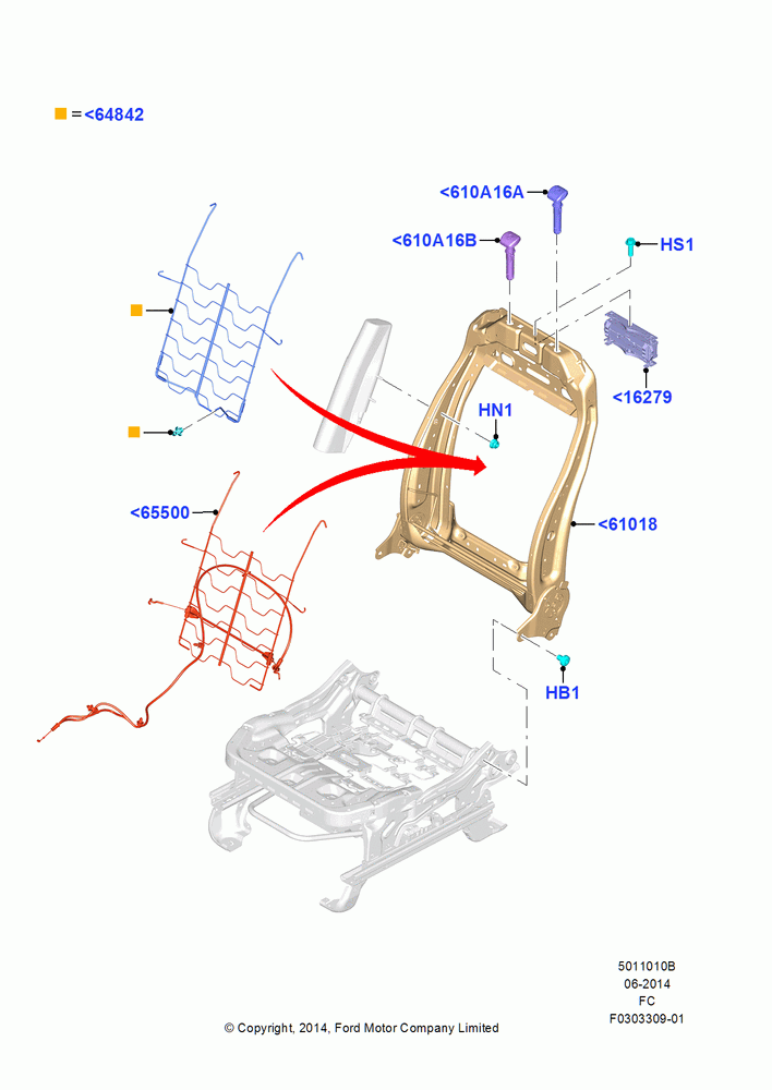 10B - Front Seat Back, With Pass. 2 Way Manual Seat Adjust, Passenger Seat; 20/OCT/2014