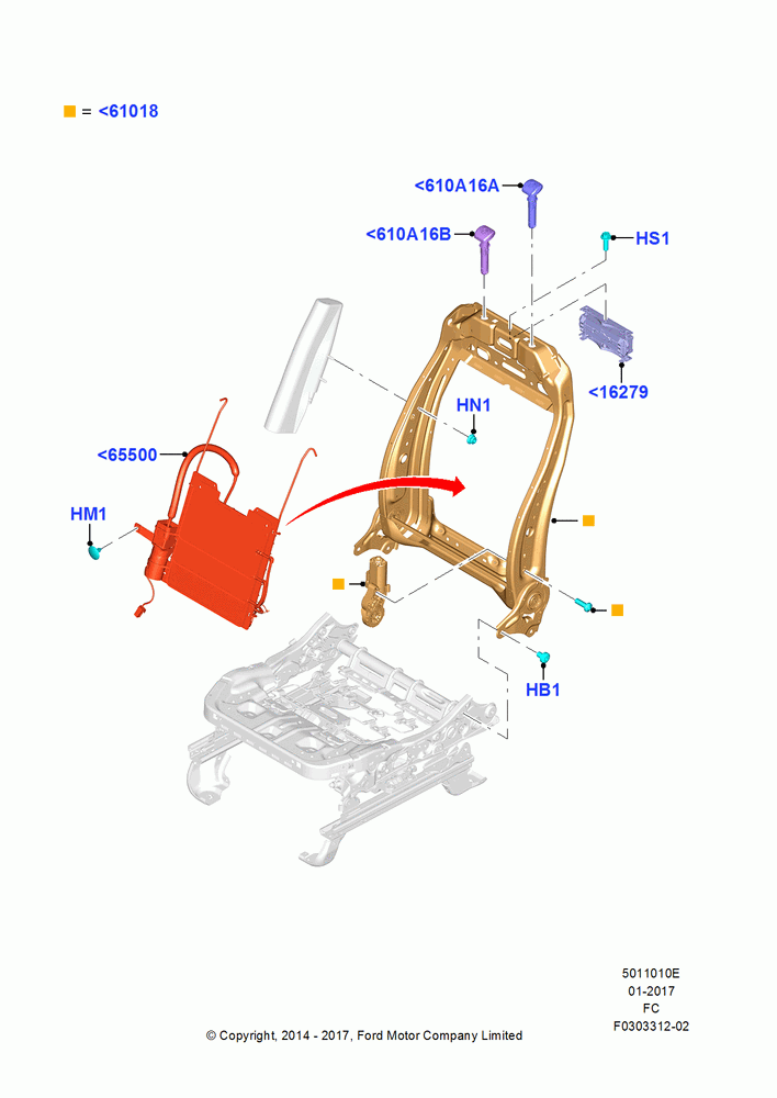 10E - Front Seat Back, With Pass 10 Way Power Seat Adjust, Passenger Seat; 20/OCT/2014