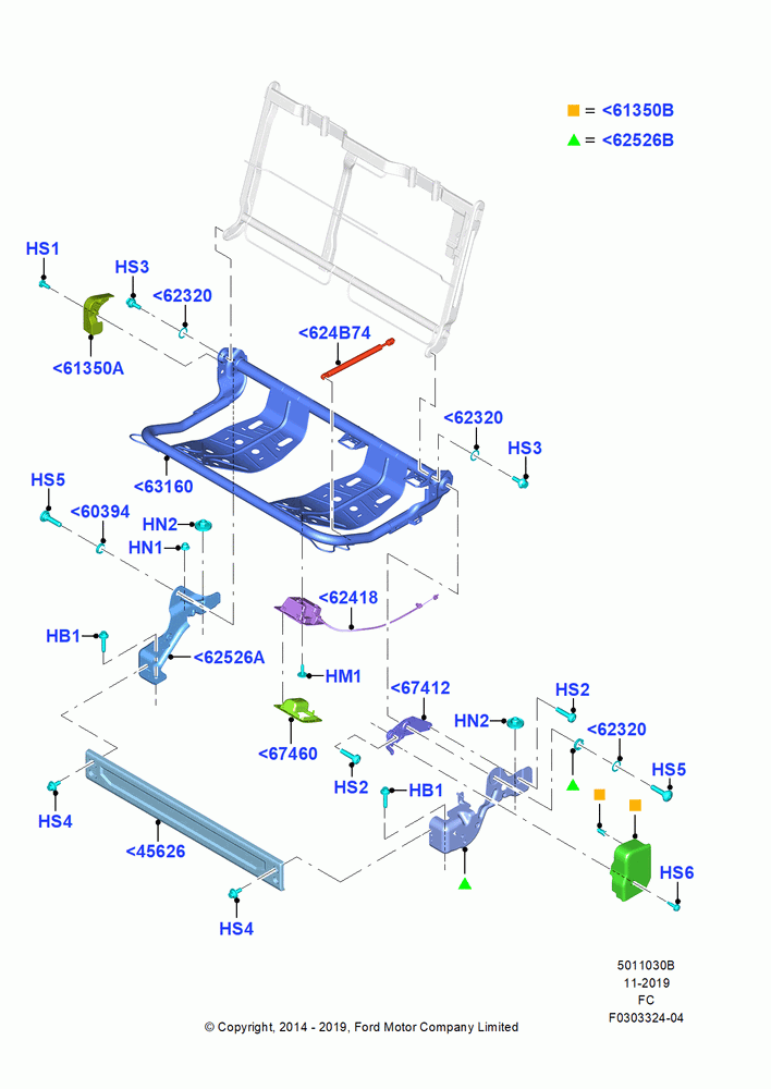30B - Rear Seat Base, Crew Cab, Less Rear Seat Center Armrest, 60% Seat, LH; 20/OCT/2014-22/OCT/2018