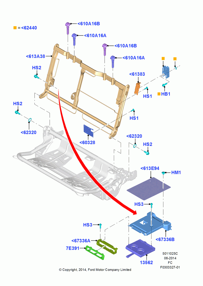 25C - Rear Seat Back, Crew Cab, Rear Center Armrest With Cupholder, 60% Seat, LH; 20/OCT/2014