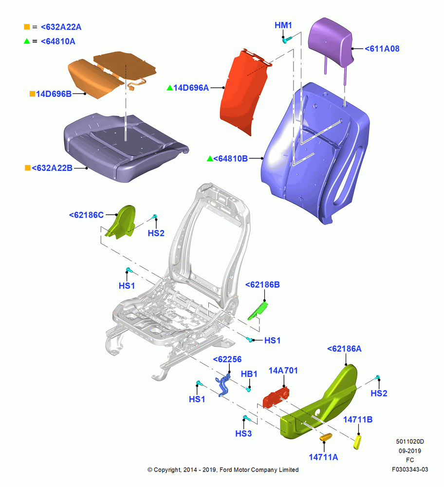 20D - Front Seat Pads/Valances & Heating, Driver Heated Seat-Variable Temp, With Driver 10 Way Pwr Seat Adjust, Driver Seat; 20/OCT/2014-17/JUL/2017