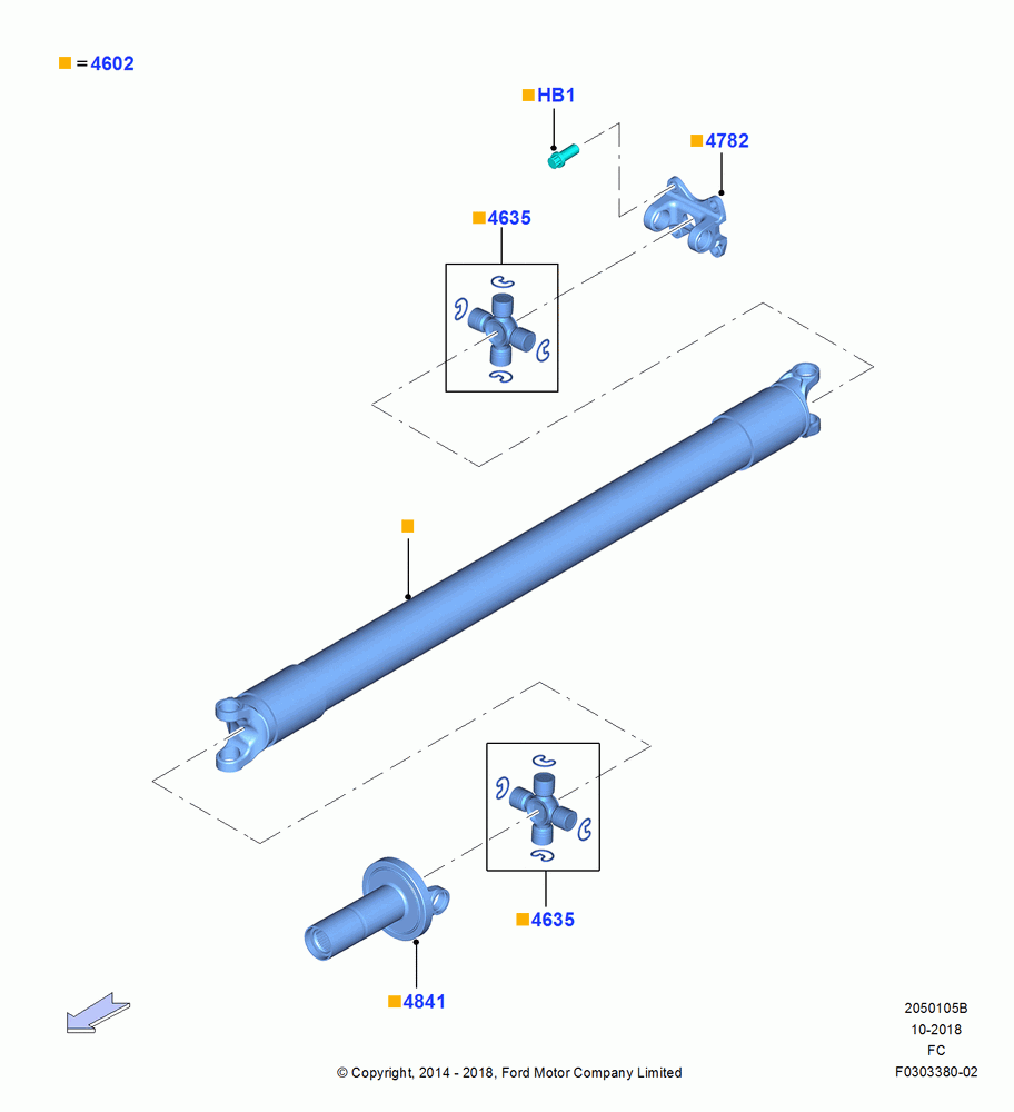 05B - Drive Shaft - Rear Axle Drive, LHD 4WD (Part Time Drive), 122.44/3110MM Wheelbase; 20/OCT/2014