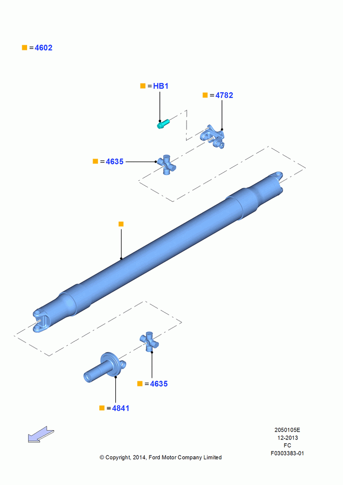 05E - Drive Shaft - Rear Axle Drive, 141"/3581MM Wheelbase, 145"/3675MM Wheelbase, LHD 4WD (Part Time Drive), Less Phantom/Raptor; 20/OCT/2014