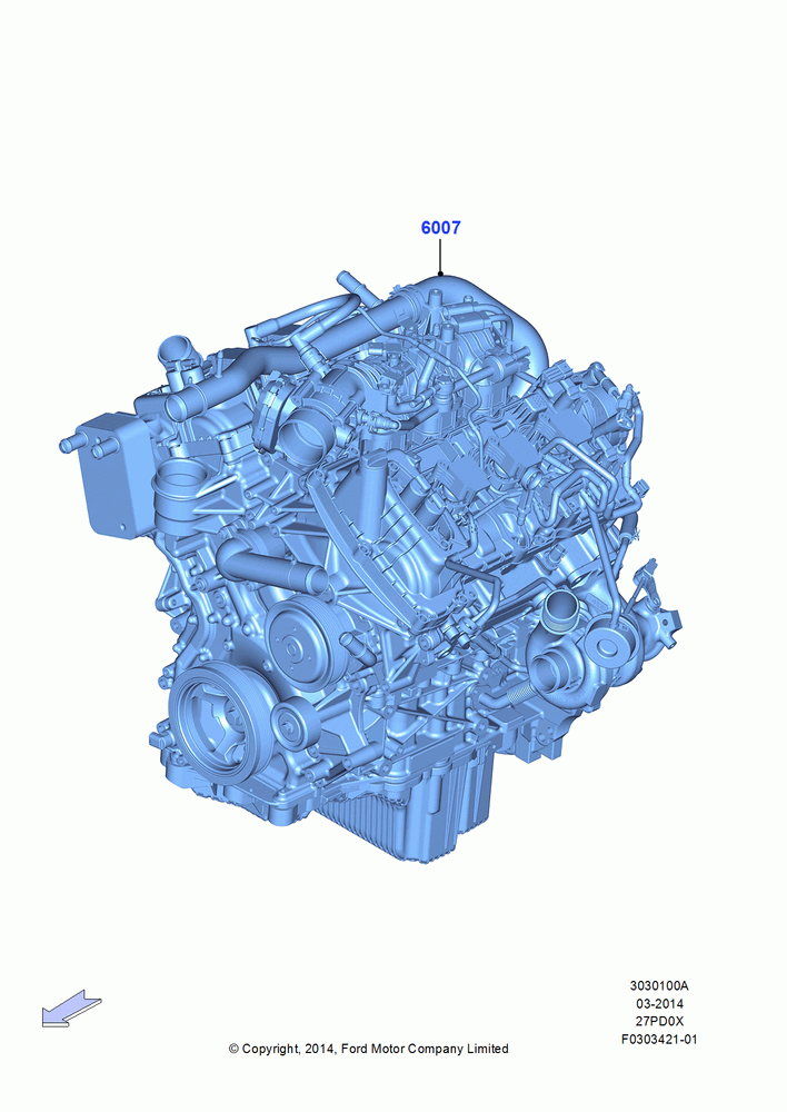 00A - Engine Assy Fully Dressed, 2.7L DOHC 4V DI GT V6 GAS/FFV; 20/OCT/2014-17/JUL/2017