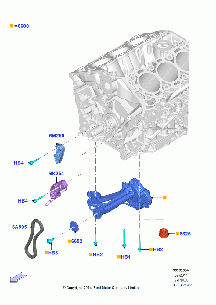 05A - Oil Pump, 2.7L DOHC 4V DI GT V6 GAS/FFV; 20/OCT/2014-17/JUL/2017