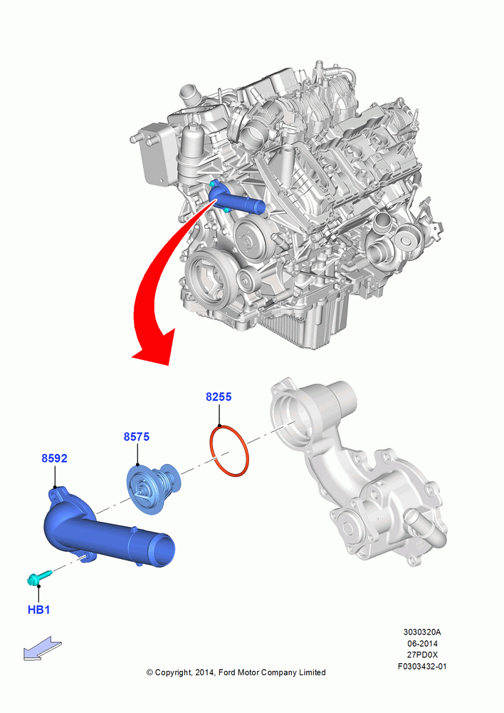 20A - Thermostat/Housing & Related Parts, 2.7L DOHC 4V DI GT V6 GAS/FFV; 20/OCT/2014-17/JUL/2017