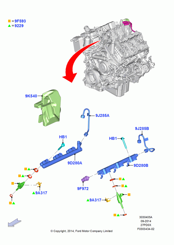 05A - Fuel Injectors and Pipes, 2.7L DOHC 4V DI GT V6 GAS/FFV; 20/OCT/2014-17/JUL/2017
