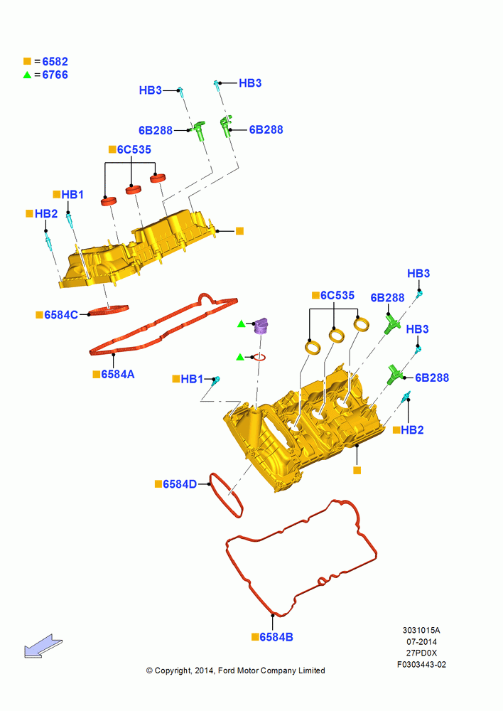 15A - Cylinder Head Cover, 2.7L DOHC 4V DI GT V6 GAS/FFV; 20/OCT/2014-17/JUL/2017