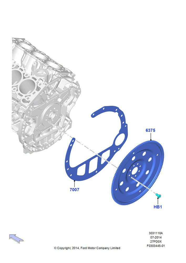 10A - Flywheel, 2.7L DOHC 4V DI GT V6 GAS/FFV; 20/OCT/2014-17/JUL/2017