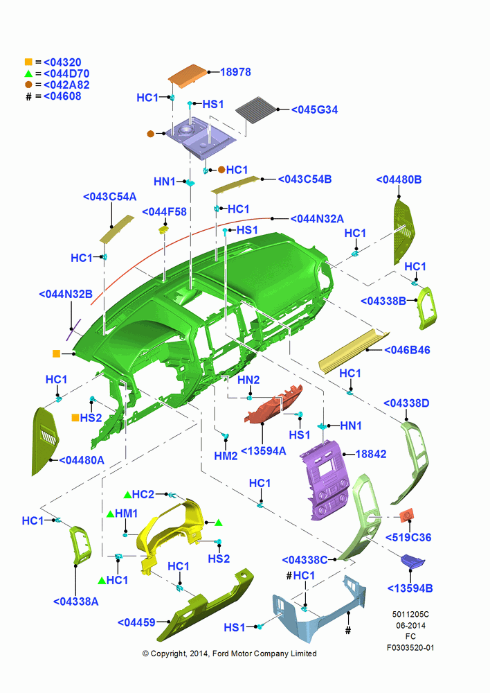 05C - Instrument Panel, Less Floor Mounted Console, XL, XLT; 20/OCT/2014