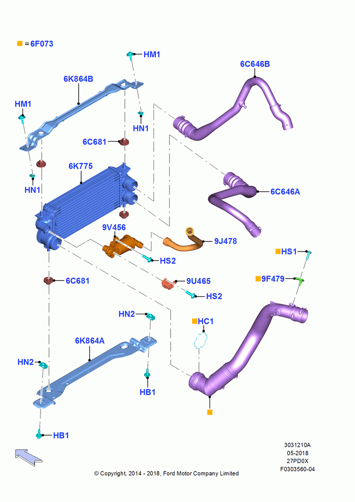 10A - Intercooler/Air Ducts and Hoses, 2.7L DOHC 4V DI GT V6 GAS/FFV; 20/OCT/2014-17/JUL/2017