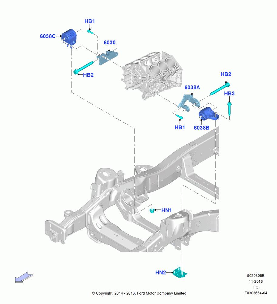 05B - Engine Mounting, 3.5L Cyclone V6 Petrol TIVCT; 20/OCT/2014-17/JUL/2017