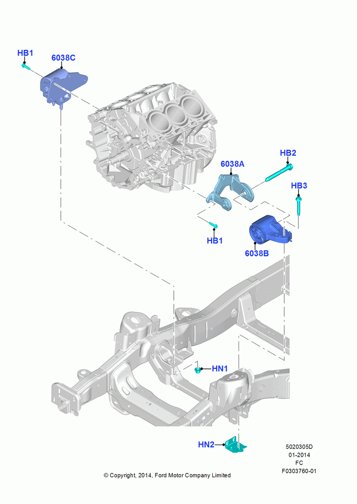 05D - Engine Mounting, 141"/3581MM Wheelbase, 145"/3675MM Wheelbase, 3.5L V6 GTDI; 20/OCT/2014-31/OCT/2016