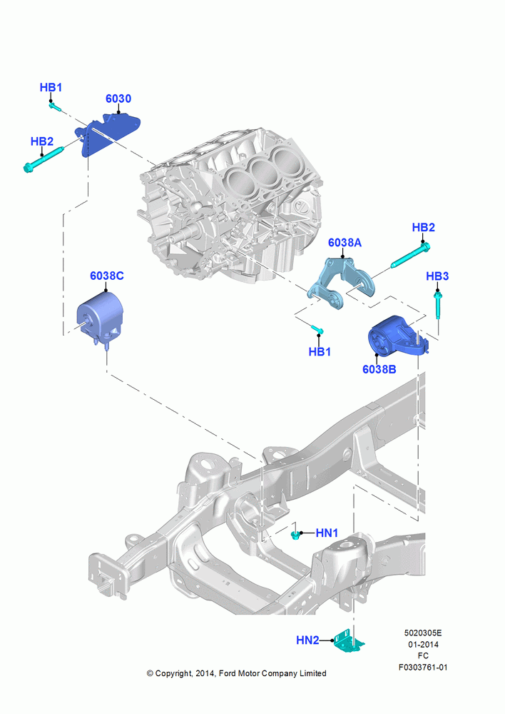 05E - Engine Mounting, 157"/3989MM Wheelbase, 163"/4140MM Wheelbase, 3.5L V6 GTDI; 20/OCT/2014-31/OCT/2016