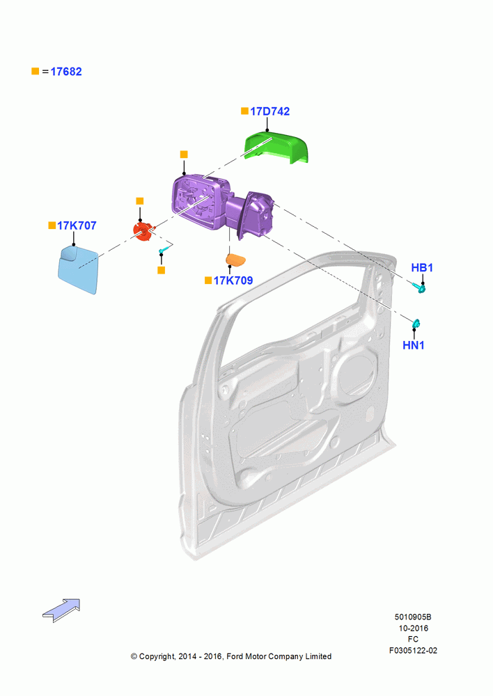 05B - Exterior Rear View Mirror, Manual Dual Mirror-Manual Fold Back; 20/OCT/2014