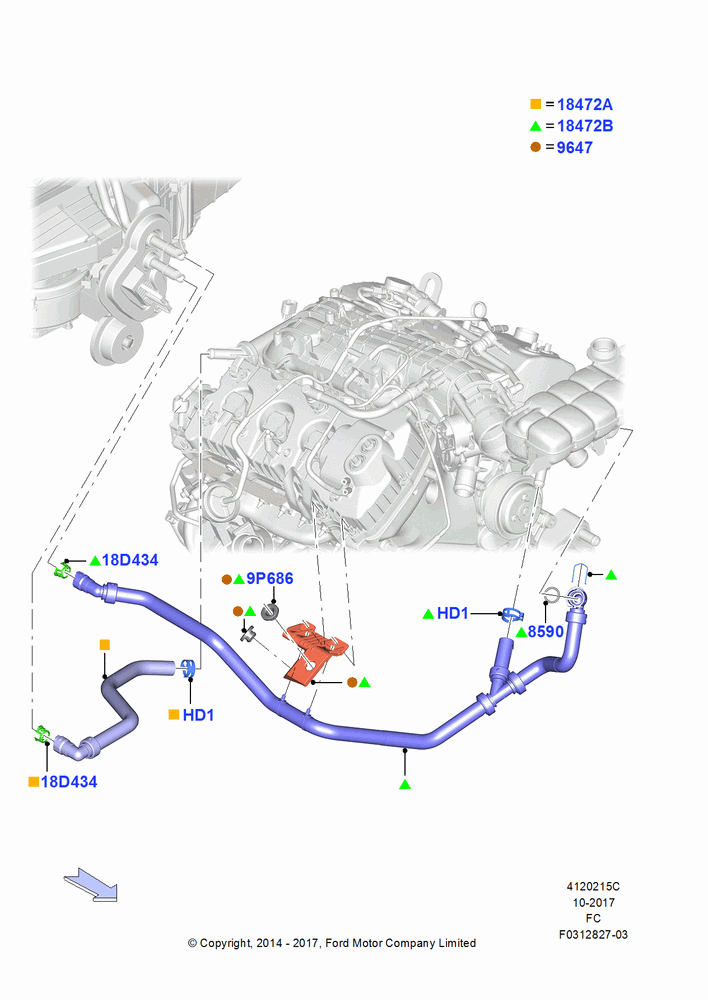 15C - Heater Hoses, 3.5L V6 GTDI; 20/OCT/2014-17/JUL/2017