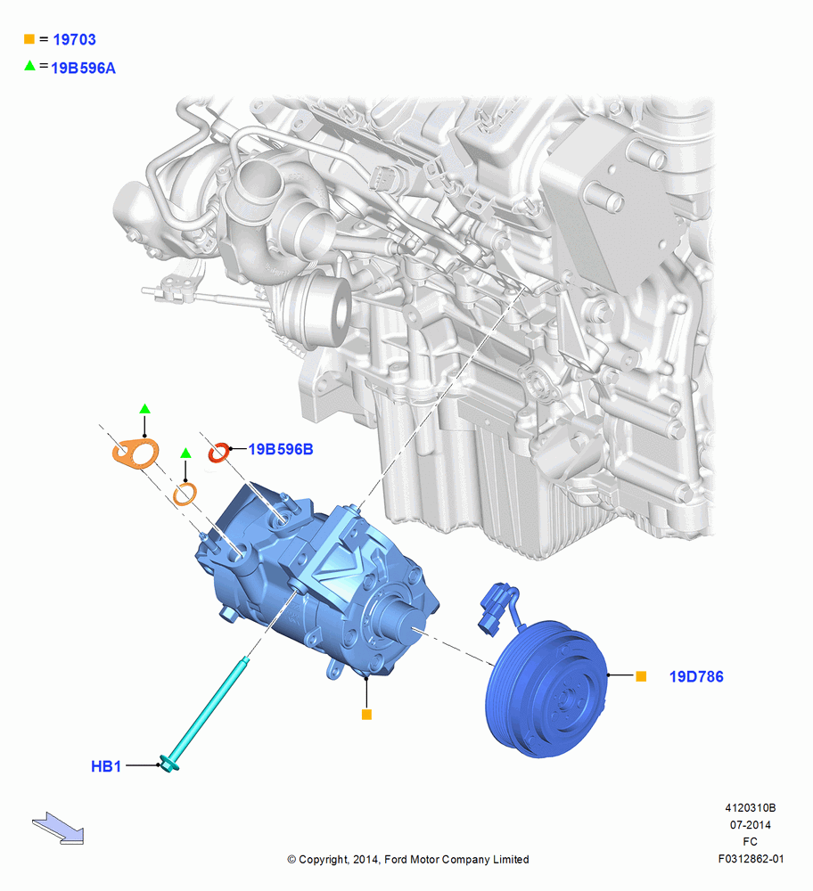 10B - Air Conditioning Condensr/Compressr, 2.7L DOHC 4V DI GT V6 GAS/FFV, Compressor Assy; 20/OCT/2014