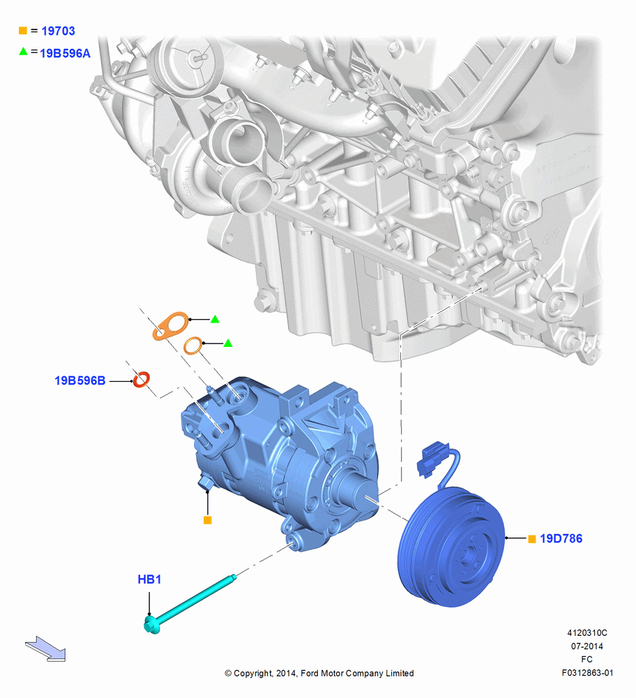 10C - Air Conditioning Condensr/Compressr, 3.5L Cyclone V6 Petrol TIVCT, 3.5L V6 GTDI, Compressor Assy; 20/OCT/2014
