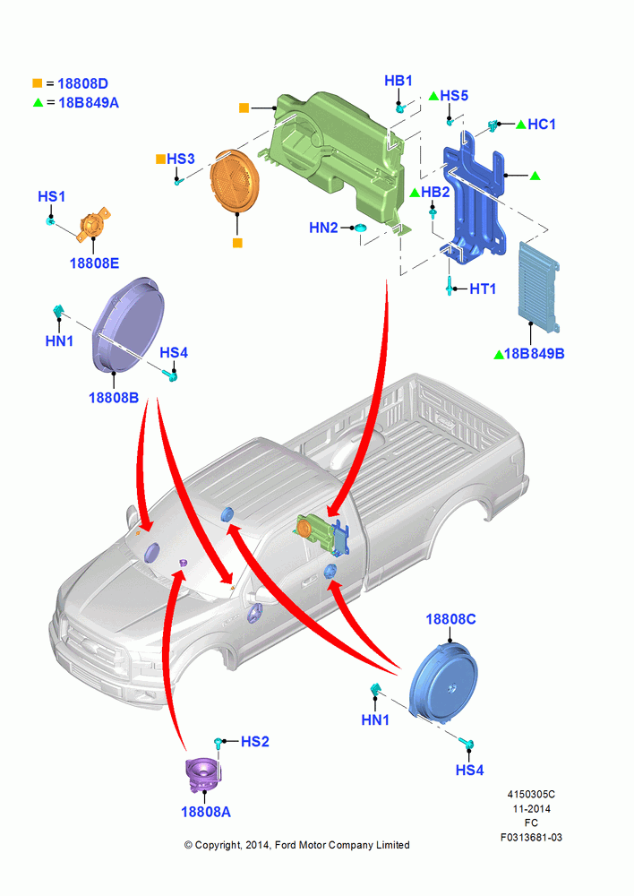 05C - Speakers, Crew Cab, Super Cab, With 10 Speakers; 20/OCT/2014
