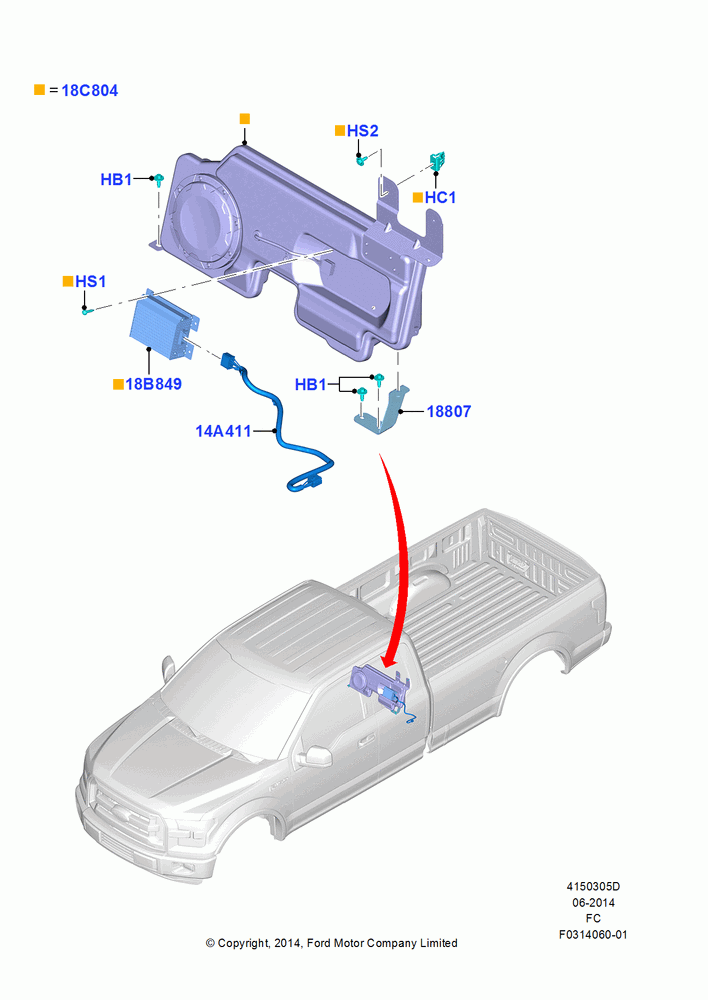 05D - Speakers, Crew Cab, Super Cab, Radio Subwoofer B; 20/OCT/2014