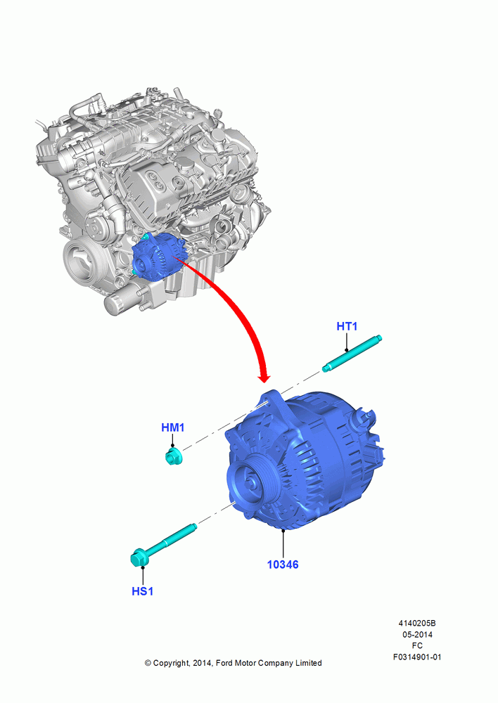 05B - Alternator and Mountings, 3.5L Cyclone V6 Petrol TIVCT, 3.5L V6 GTDI; 20/OCT/2014