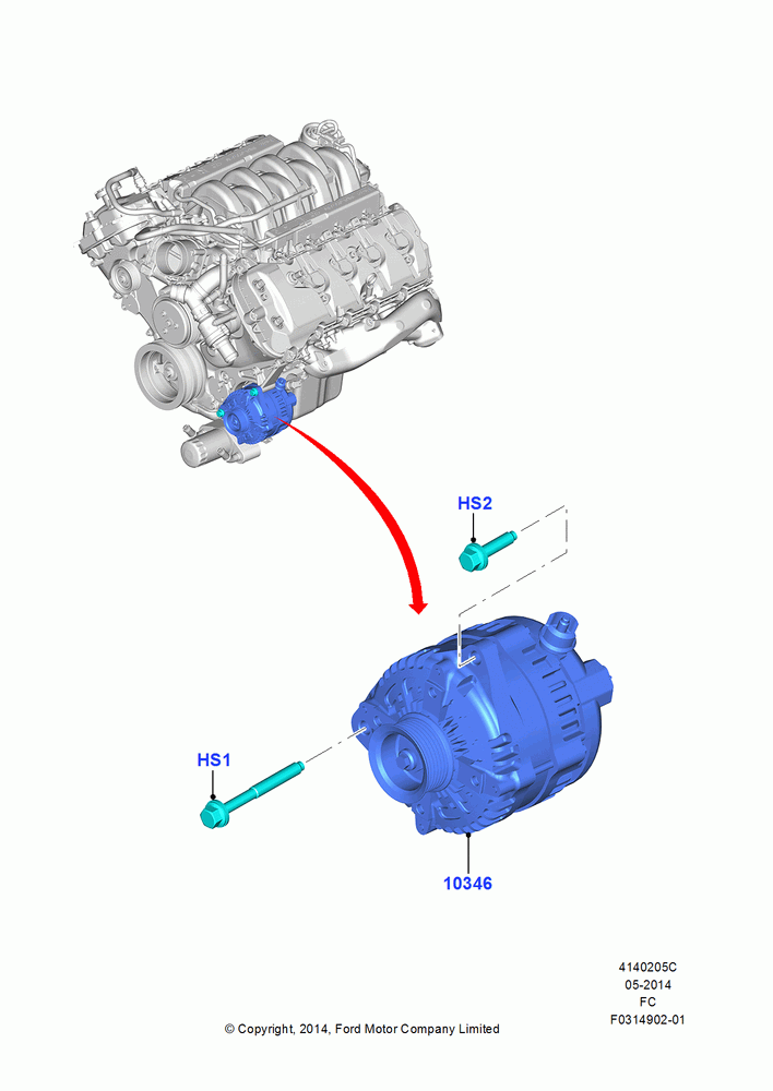 05C - Alternator and Mountings, MOD 5.0L-4V DOHC SEFI NA, 5.0L Coyote; 20/OCT/2014