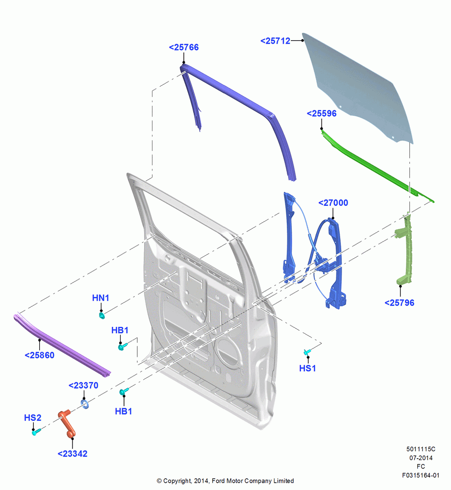 15C - Rear Door Glass and Window Controls, Crew Cab, With Manual Rear Windows; 20/OCT/2014