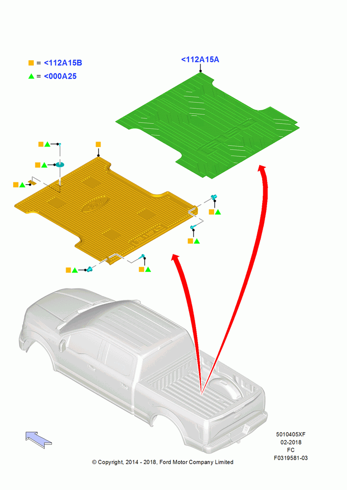 05XF - Pick Up Box/Tailgate and Tonneau, (+) North American Markets, Bed Tray, Accessory, Bed Mat; 20/OCT/2014