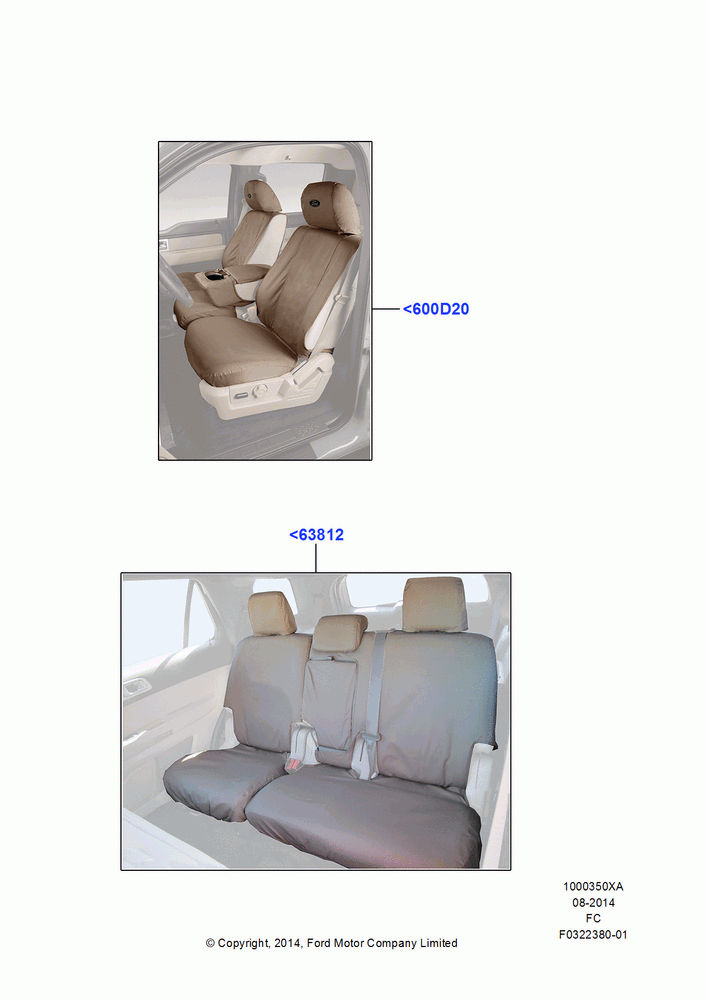 50XA - Accessory Front & Rear Seat Covers, (+) North American Markets, Ford Oval; 20/OCT/2014