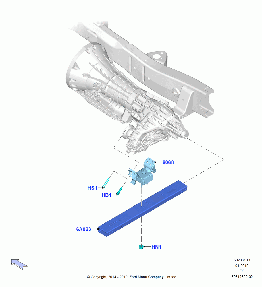 10B - Transmission Mounting, 3.5L Cyclone V6 Petrol TIVCT, 3.5L V6 GTDI High Output, 2.7L DOHC 4V DI GT V6 GAS/FFV, 3.5L V6 GTDI, LHD 4WD (Part Time Drive), MOD 5.0L-4V DOHC SEFI NA, 5.0L Coyote, 3.3L Duratec; 20/OCT/2014