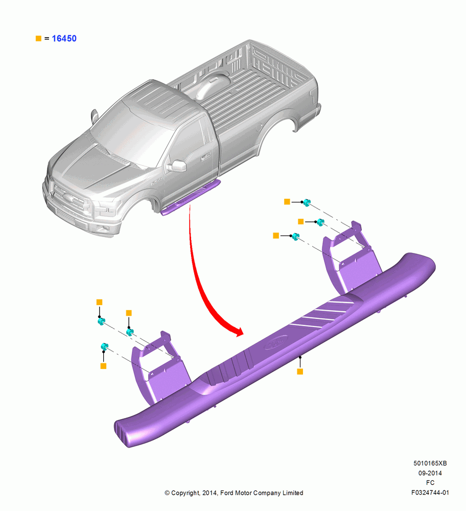 65XB - Running Boards/Side Steps, (+) North American Markets, Regular Cab, Accessory, STEP BAR; 20/OCT/2014