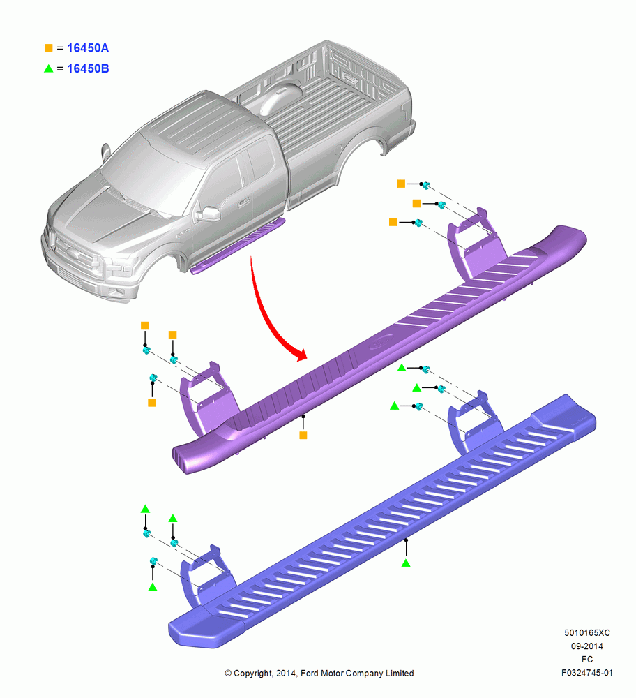 65XC - Running Boards/Side Steps, (+) North American Markets, Super Cab, Accessory, STEP BAR; 20/OCT/2014