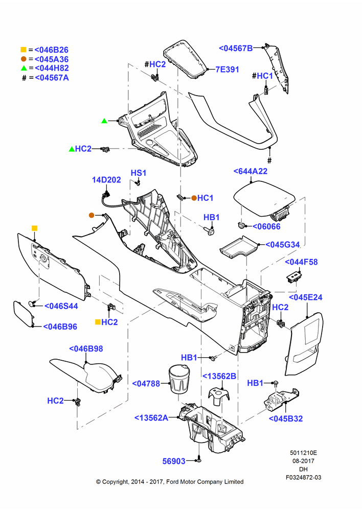 10E - Console - Floor, Full Floor Console With Armrest; 08/DEC/2014-04/MAY/2018