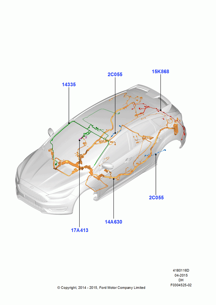 16D - Wiring - Body And Roof Console, 5 Door Sedan; 08/DEC/2014-04/MAY/2018