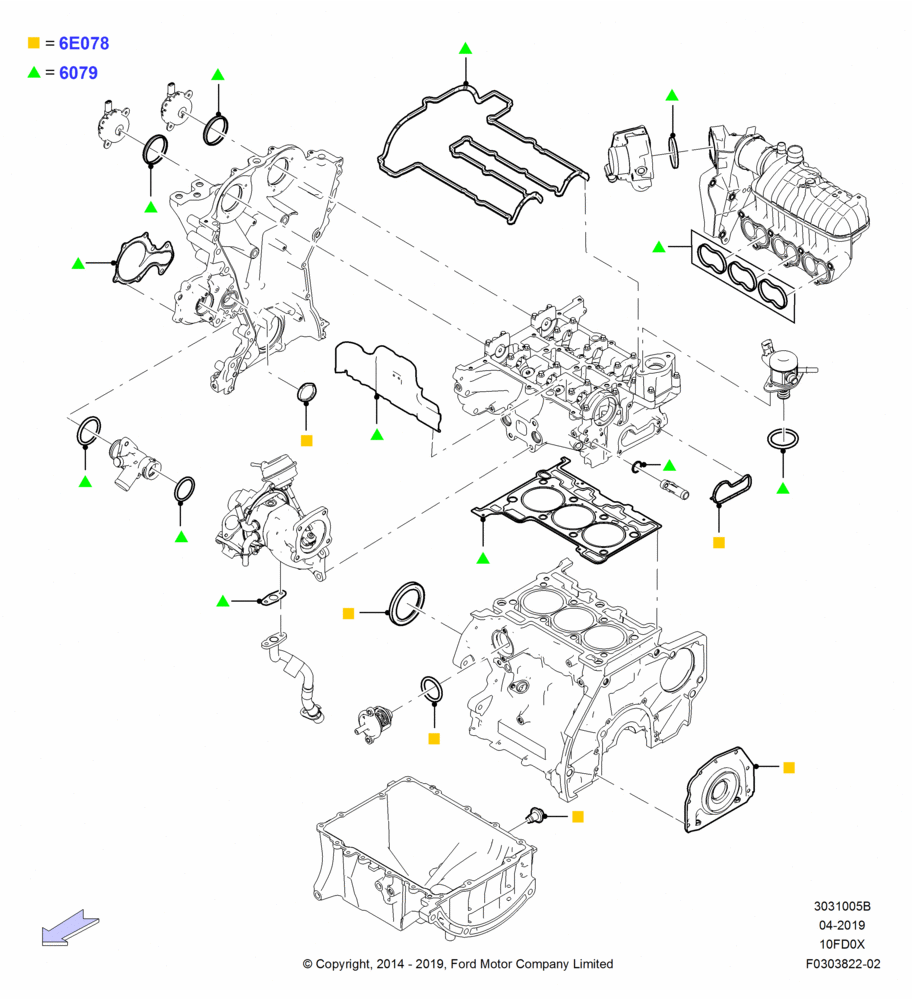 05B - Engine Gasket Kits, 1.0L EcoBoost 120PS/125PS/140PS; 15/DEC/2014-04/MAY/2018