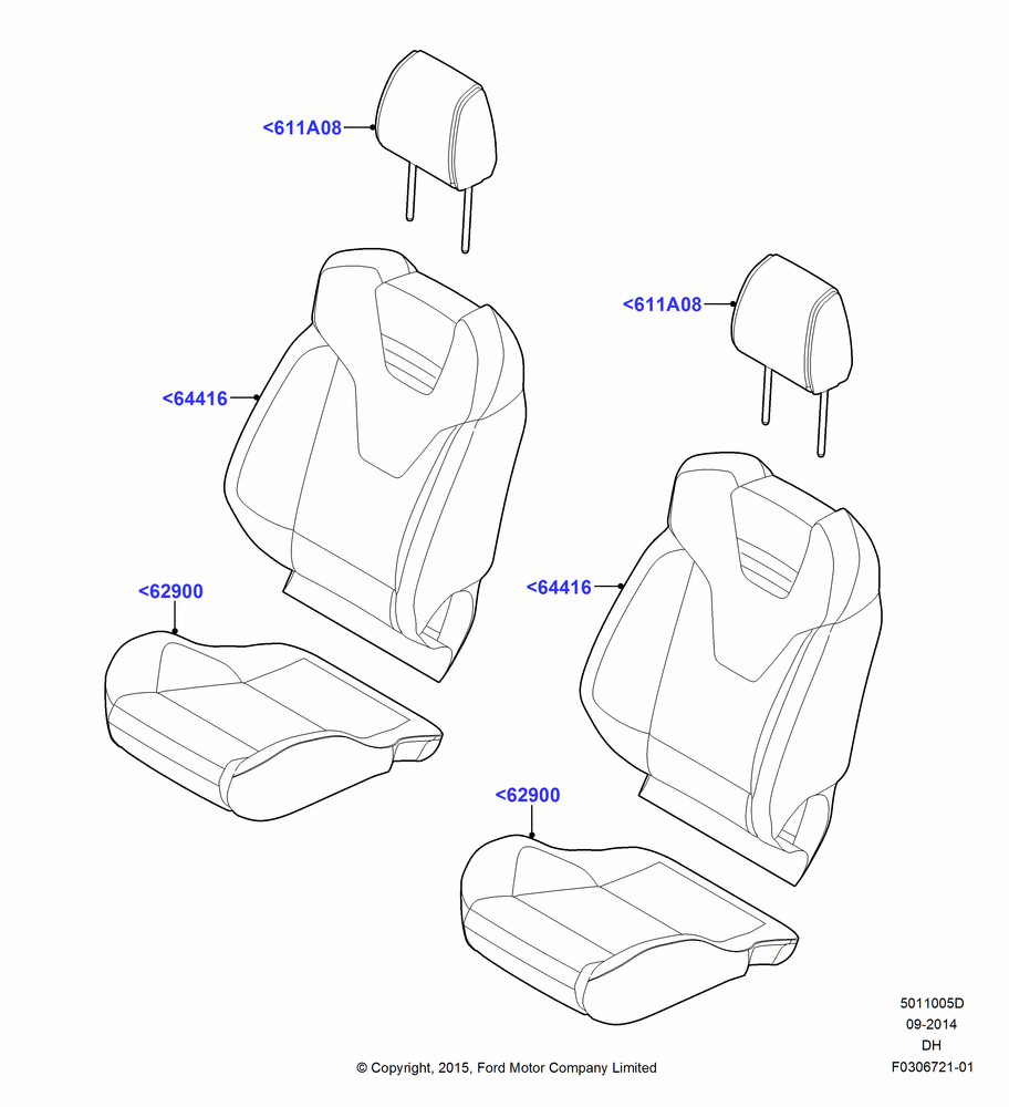 05D - Front Seat Covers, With Recaro Front Seat; 15/DEC/2014-04/MAY/2018