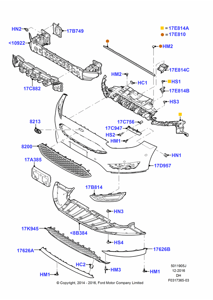 05J - Radiator Grille and Front Bumper, Less Appearance Group, SE, Full Dress Up RSO No.4; 08/DEC/2014-04/MAY/2018
